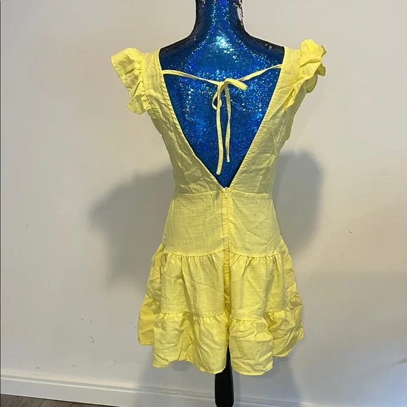 Yellow Ruffled V-Neck Dress - Picture 2 of 3